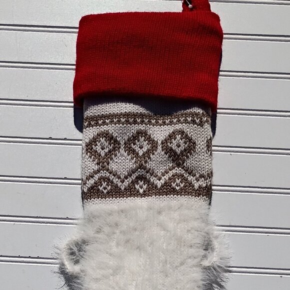 POTTERY BARN Christmas Stocking Classic Fair Isle Knitted Polar Bear Monogram - Picture 7 of 14